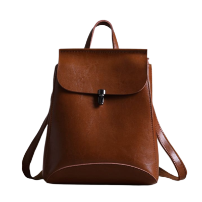 Casual style with Brown leather backpack