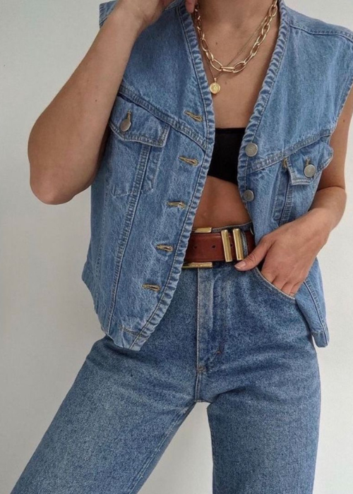 Denim Vest and Jeans